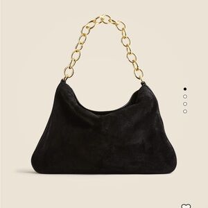 J crew Berkeley chain link Black Suede Handbag
